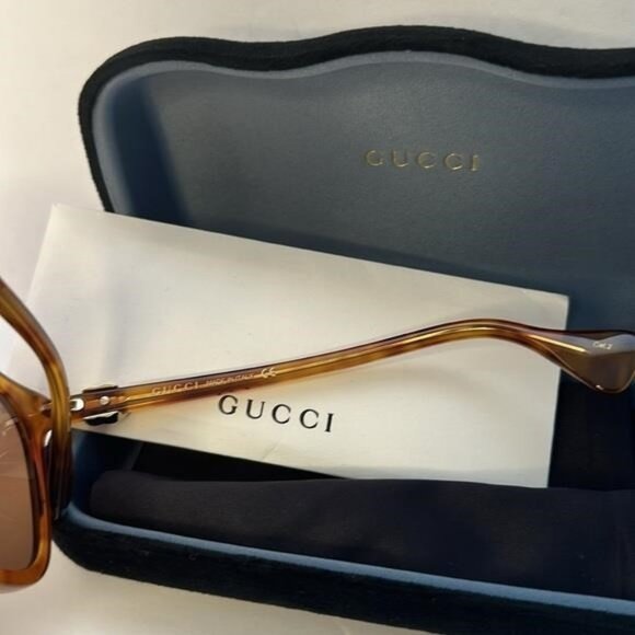 New- Authentic 💯GG1071S 003 55 GUCCI HAVANA CAT-EYE SUNGLASSES - Picture 4 of 16